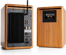 Audioengine A5+ wood cabinet close-up highlighting premium craftsmanship