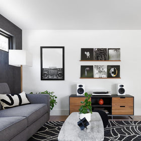 Audioengine A5+ wood cabinet finishes showing premium furniture-grade design