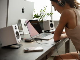 Audioengine D1P USB-C cable connects devices quickly.