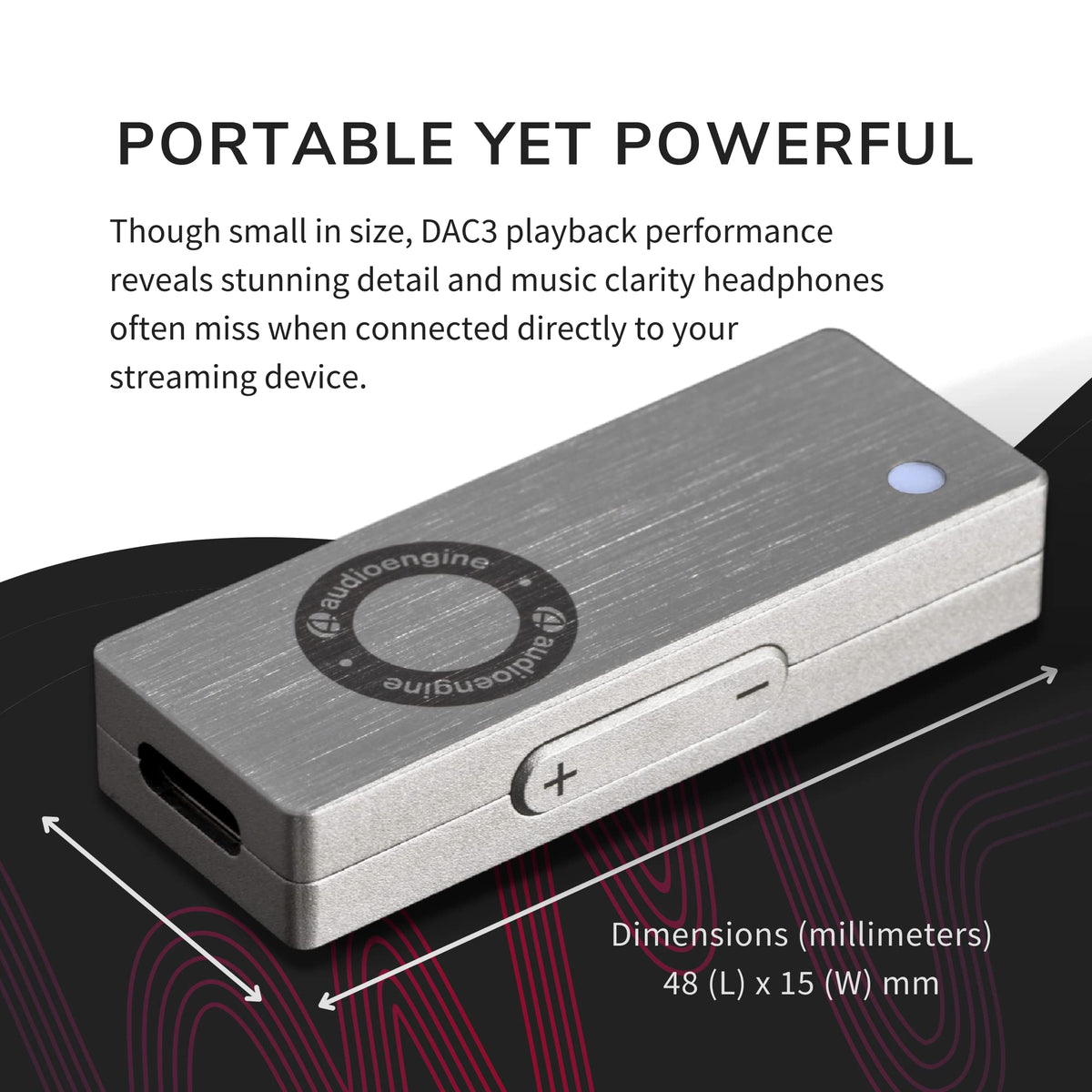 Audioengine DAC3 package includes USB-C and Lightning to USB-C cables.