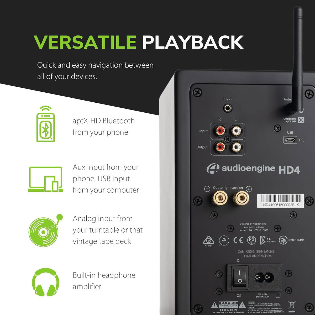 Audioengine HD4 24-bit DAC preserves digital fidelity.