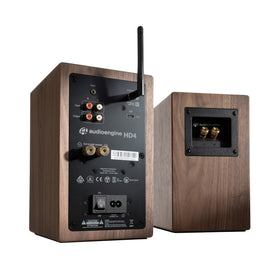 Audioengine HD4 woofer and tweeter detail highlights clarity and balanced sound.