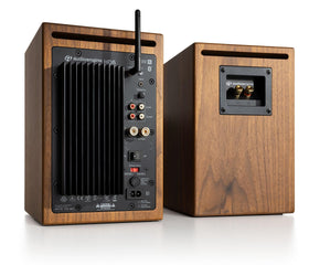 Audioengine HD5 right speaker front view showing 150W power for vibrant audio.