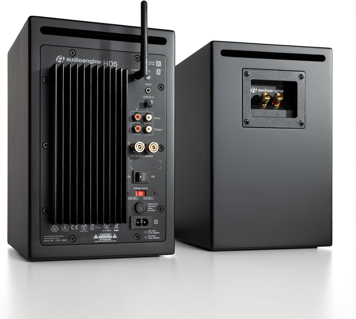 Audioengine HD5 right speaker front view, balanced stereo pair for versatile listening.