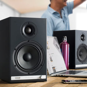 Audioengine HD6 back ports showing versatile input options