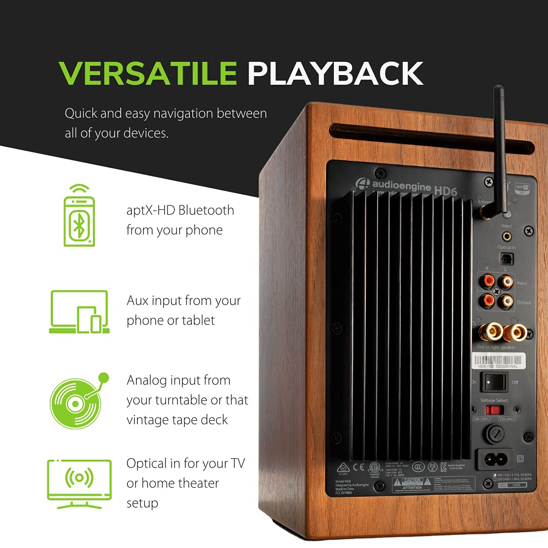 Audioengine HD6 Bluetooth aptX HD enables high-fidelity wireless streaming