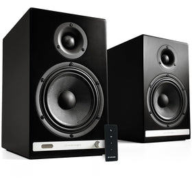 Audioengine HD6 front view with dual-driver layout for rich sound