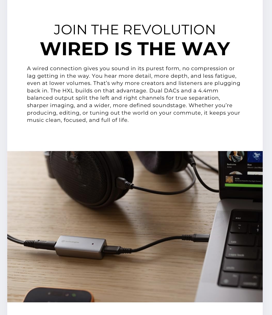 Native DSD256 and 32 bit 384 kHz PCM support for detailed audio