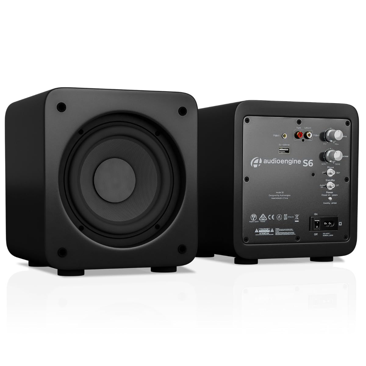 Audioengine S6 6-inch driver delivers punchy, controlled bass across media.