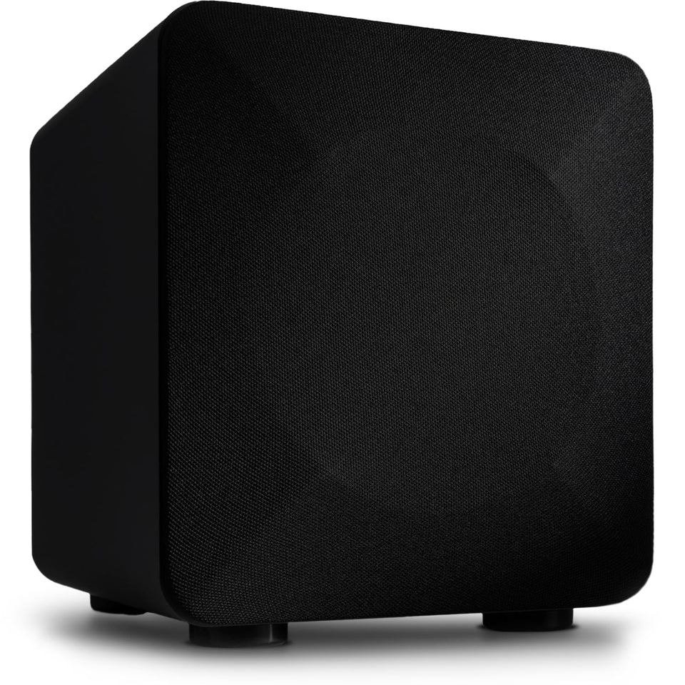 Audioengine S6 front-firing subwoofer boosts deep bass for TV and music.