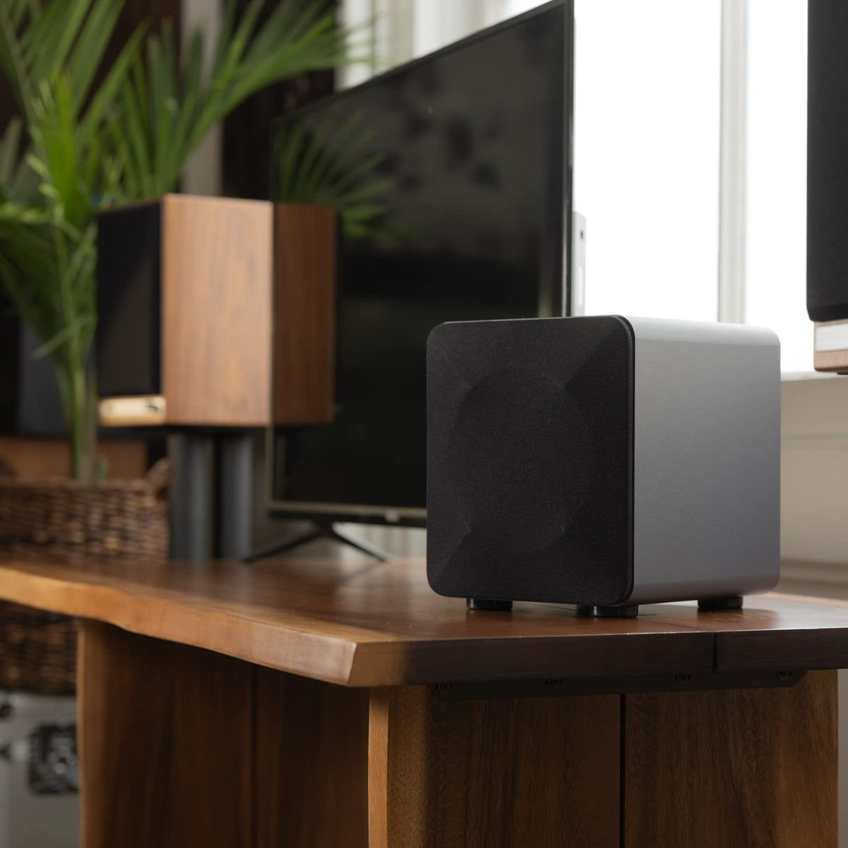 Audioengine S6 enhances TV, movies, and gaming with rich bass.