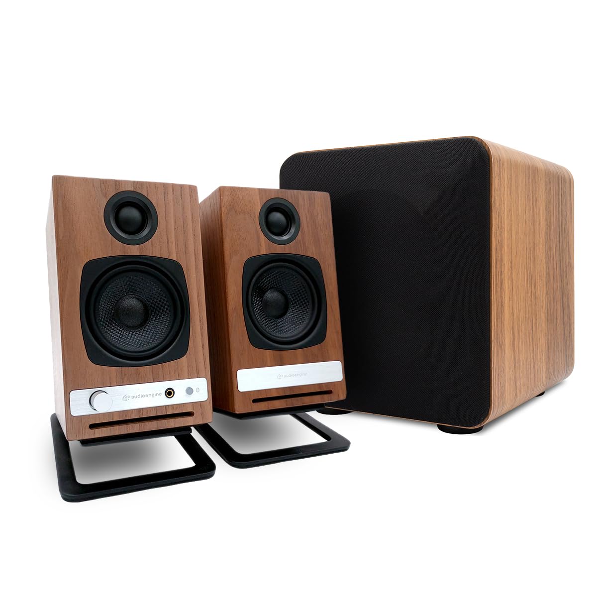 Audioengine S6 shown with W3 wireless adapter for wireless streaming