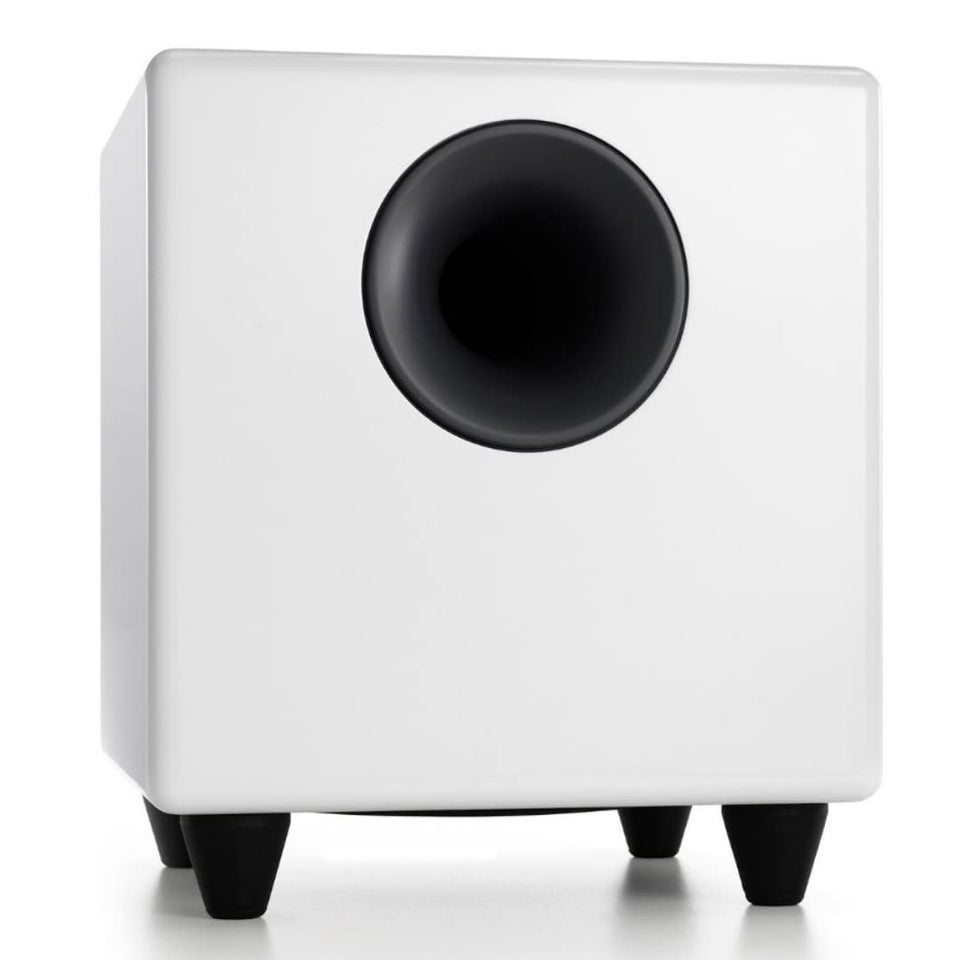 Audioengine S8 8-inch subwoofer front view delivering immersive home theater bass.