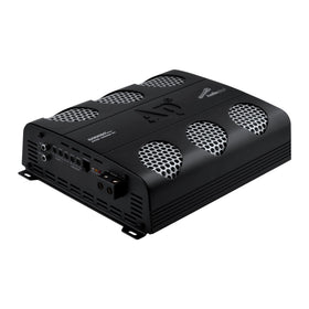 Audiopipe 5000W full-range Class D amplifier front view showing compact power