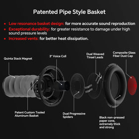 Audiopipe Quinta 12 five-magnet assembly close-up for strong power handling