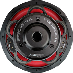 Audiopipe TXX-BDC-II-12 aluminum basket profile for rigid response and heat management.