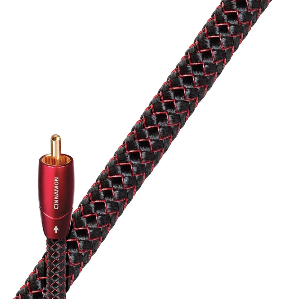 AudioQuest Cinnamon digital coax cable 0.75m close-up highlighting shielded design for clean signal transfer.