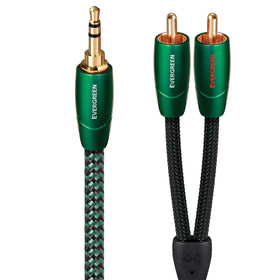 AudioQuest Evergreen 3.5mm to RCA cable connecting diverse audio devices for versatile use