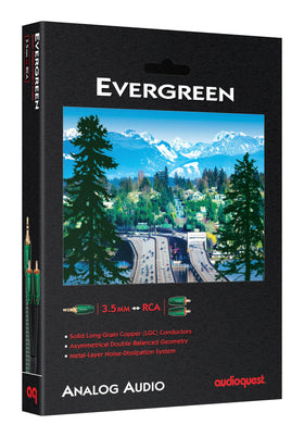 AudioQuest Evergreen close-up showing metal-layer noise-dissipation for clearer sound
