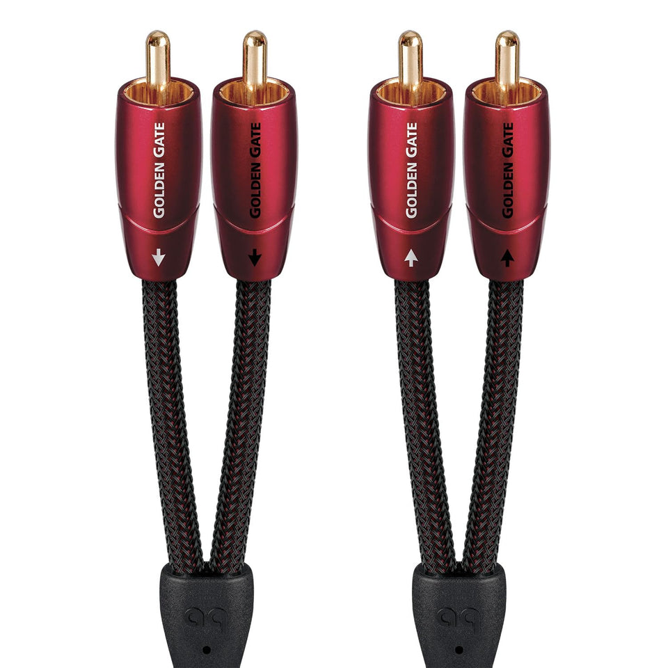 AudioQuest Golden Gate RCA cable 2m black, front view with potential for clean signal path