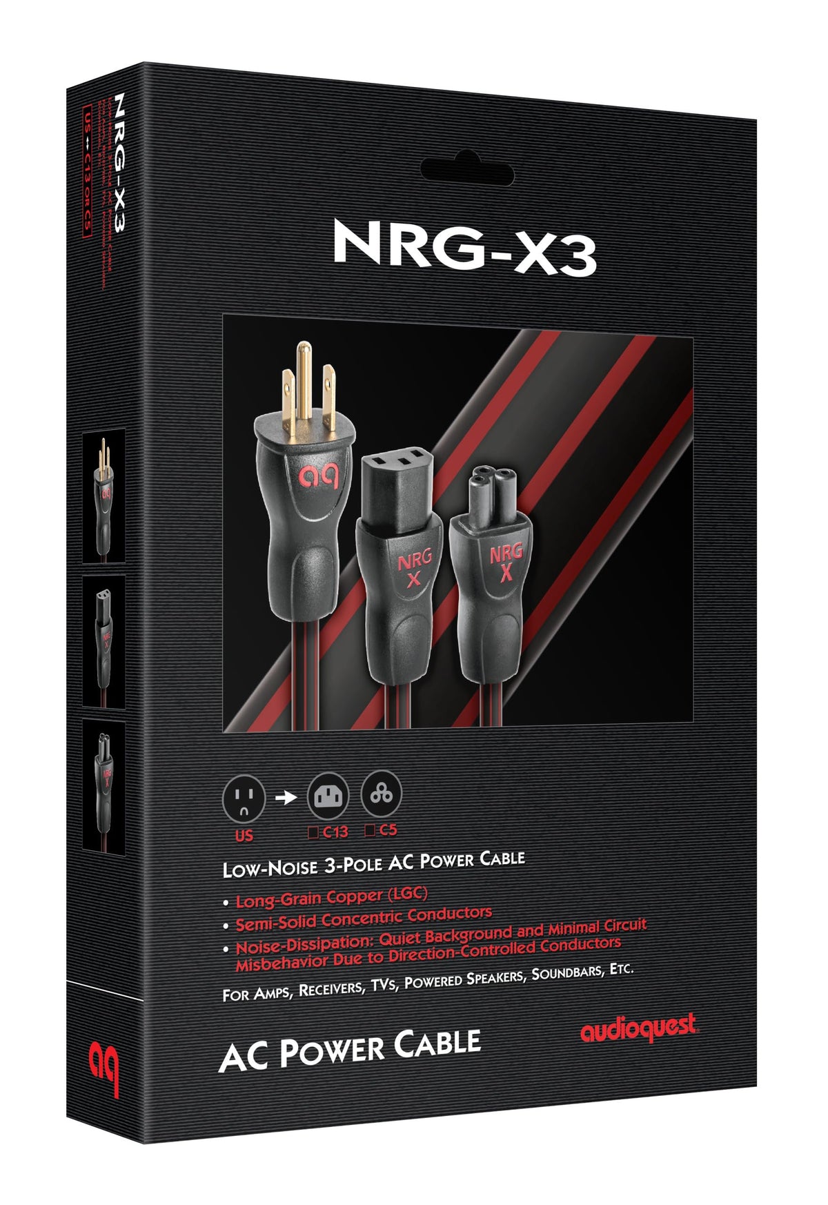 AudioQuest NRG-X3 wall-plug end with robust housing for reliable performance.