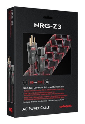 AudioQuest NRG-Z3 semi-solid conductors close-up highlight reduced strand-interaction distortion.