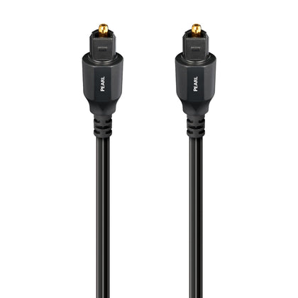 AudioQuest Pearl Optical front connector showing secure TOSLINK fit and reliable connection