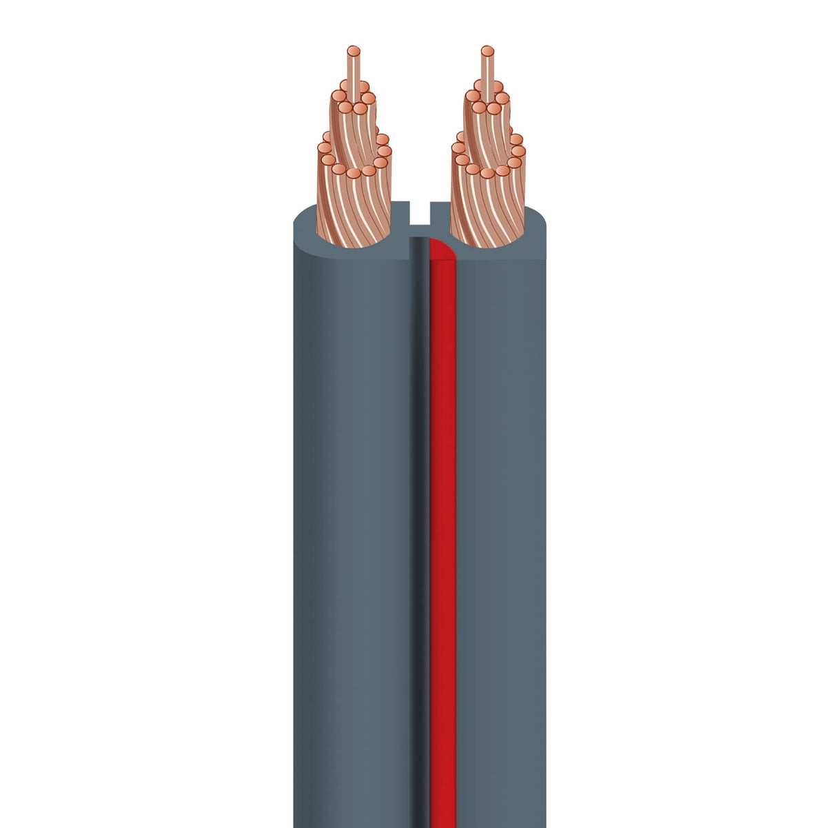 AudioQuest X-2 bulk speaker cable with gray jacket for clean, high-fidelity connections.
