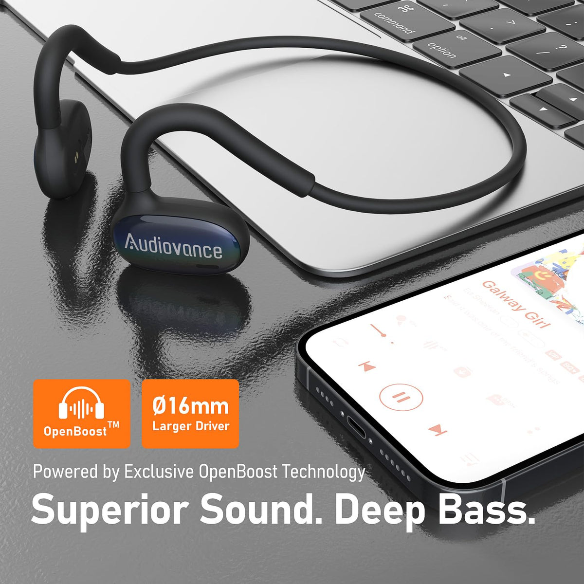 Audiovance OpenComfy CF202 ambient-awareness for safe outdoor runs.