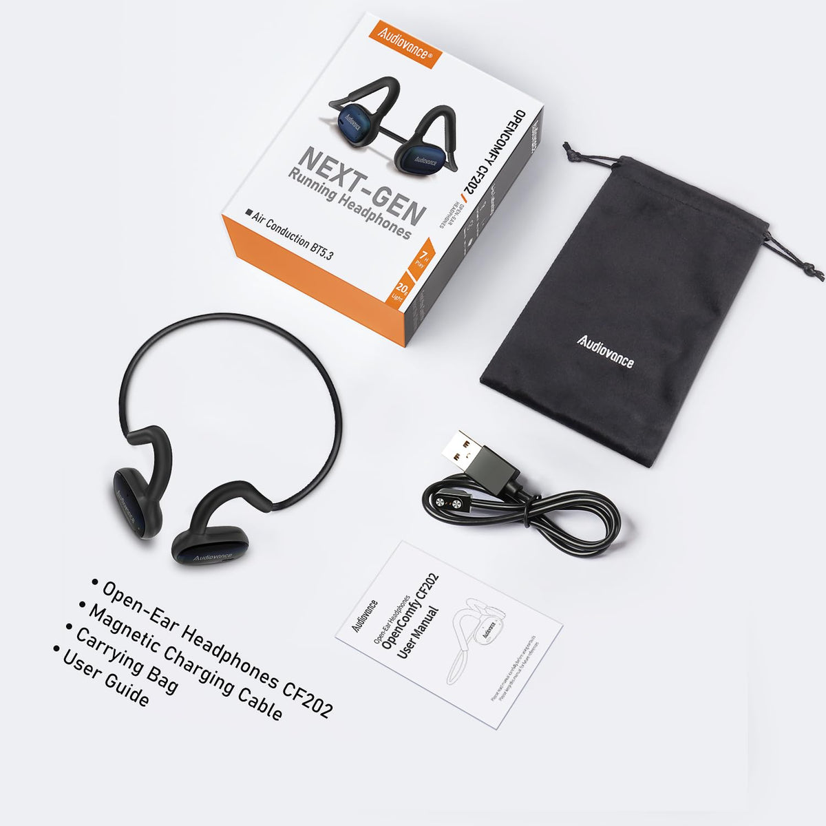 Audiovance OpenComfy CF202 IPX5-rated protection suitable for rain, sweat, and workouts.