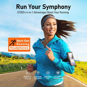 Audiovance OpenComfy CF202 secure-fit with ear-hook keeps pace during workouts.