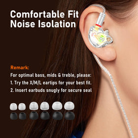 Audiovance eartip collection illustrating comfort and isolation options