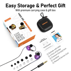 Audiovance earbud worn with over-ear hook for stable stage fit