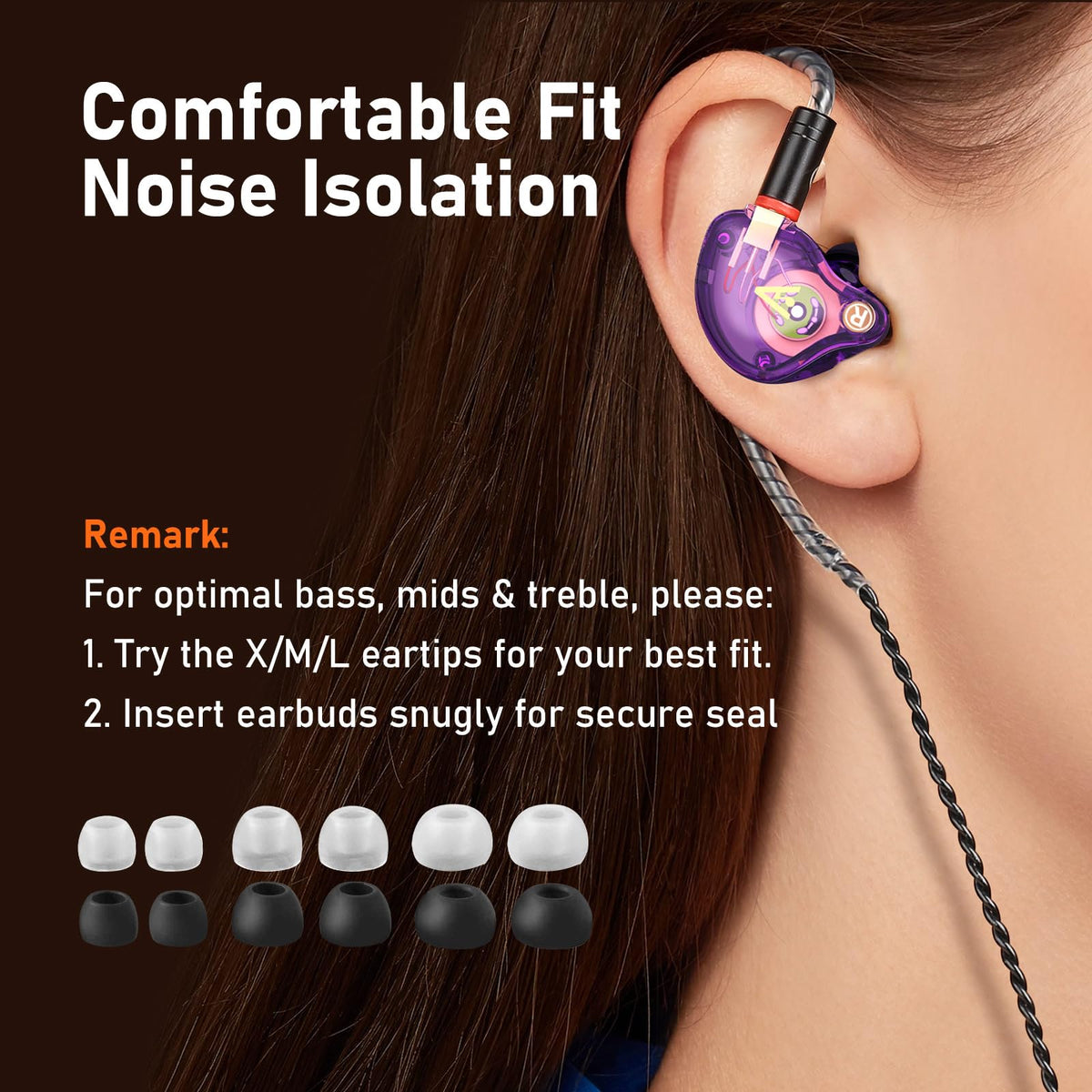 Audiovance earbuds next to coin to show compact scale and portability
