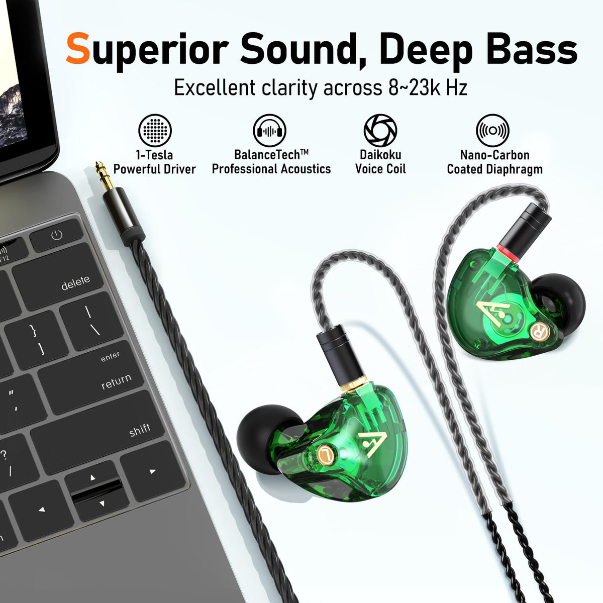 Audiovance Vibes 202 silver-plated Litz cable detail ensures clear signal