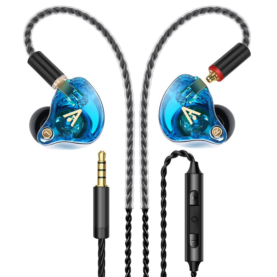 Audiovance Vibes 202M front view showing earbuds and cable, highlighting durable design