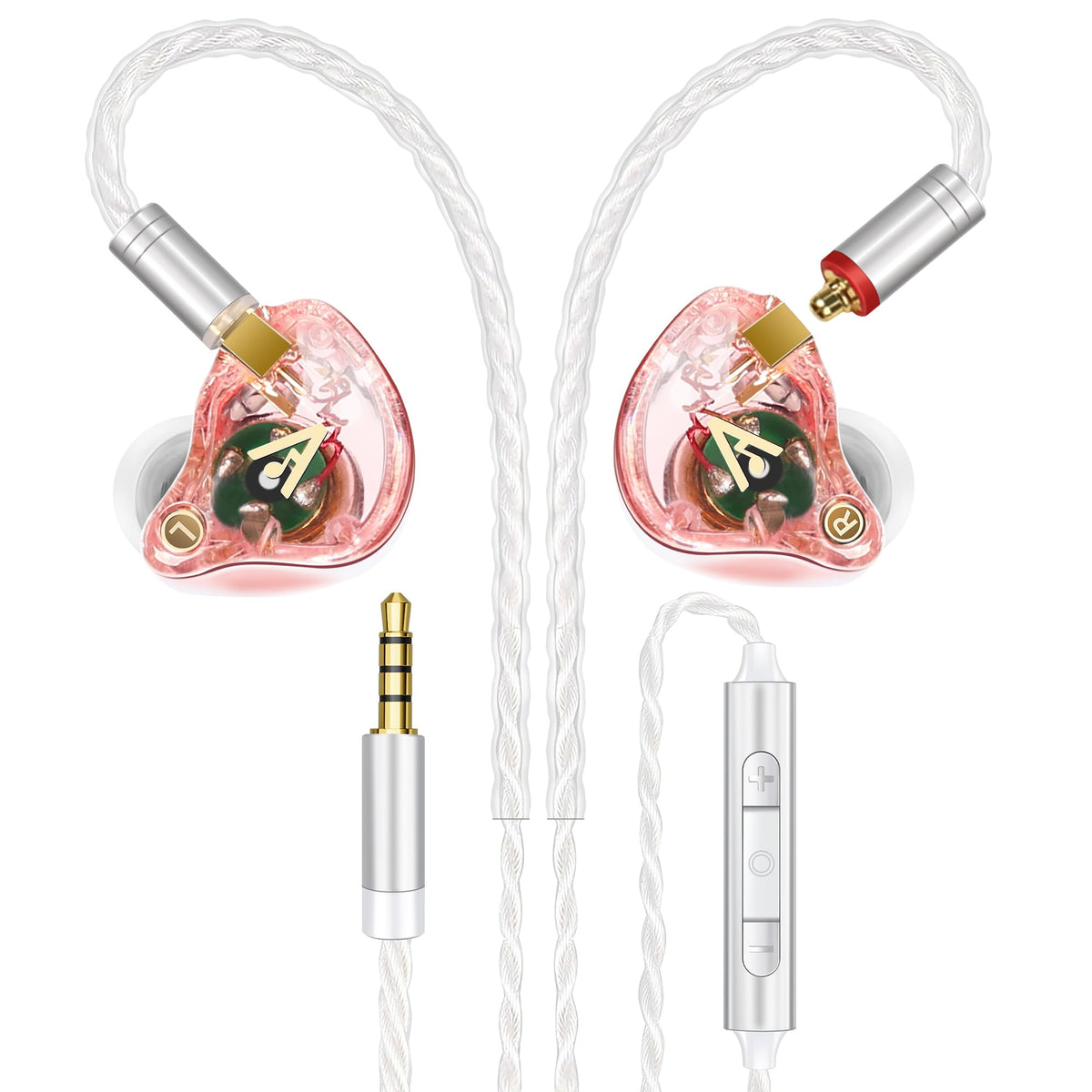 Audiovance earbud front view showing sleek resin shell and polished finish benefit durability