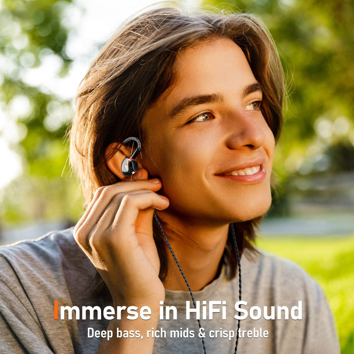Audiovance Vibes 202M semi-transparent resin shell close-up with visible internals benefit: precision build