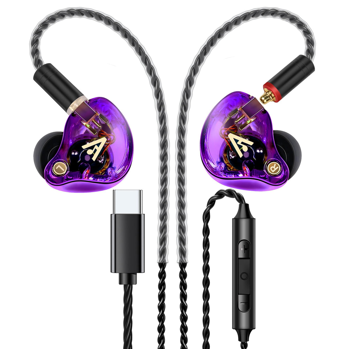 Audiovance front view of earbuds showing polished shells and comfort fit