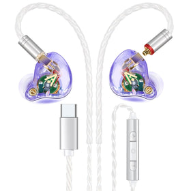 Audiovance front view of earbuds showing sleek semi‑transparent shells and polished finish
