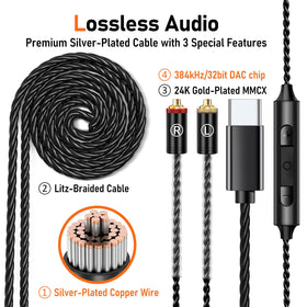 Audiovance USB-C plug and inline remote demonstrating call and control ease