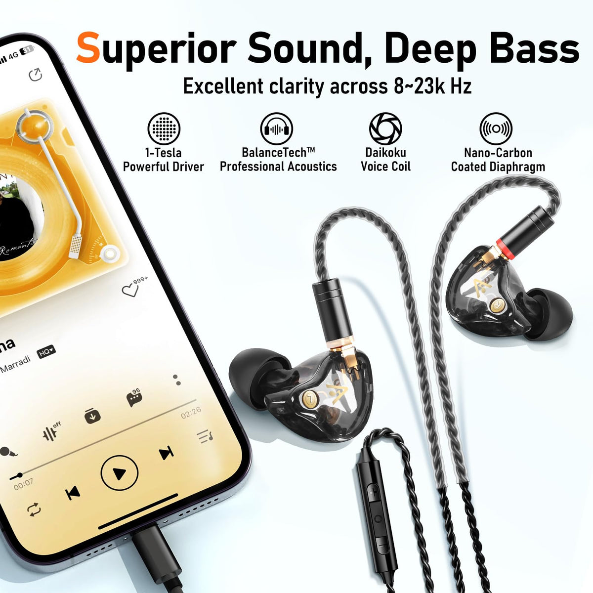 Audiovance silver-plated Litz cable detail showing tangle-resistant strength