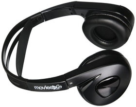 Audiovox MTGHP1CA fold-flat headphones for compact storage and travel convenience.