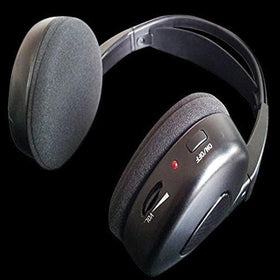 Audiovox wireless headphones auto-off feature helps save battery life in the backseat.