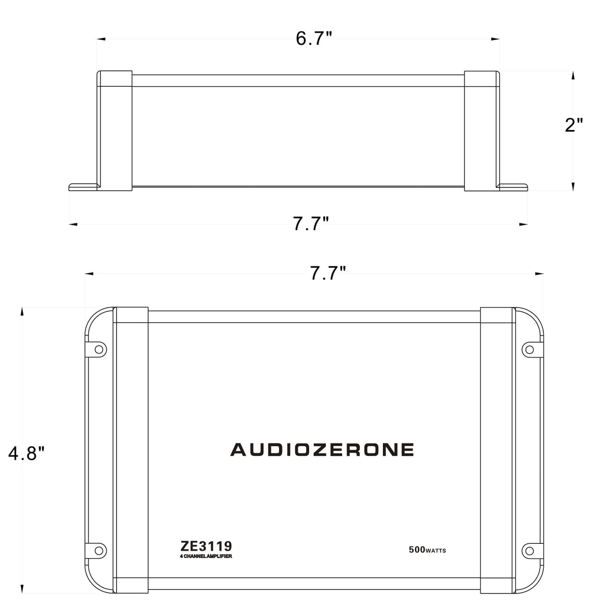AUDIOZERONE compact dimensions fit ATV/UTV dashboards.