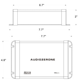 AUDIOZERONE compact dimensions fit ATV/UTV dashboards.