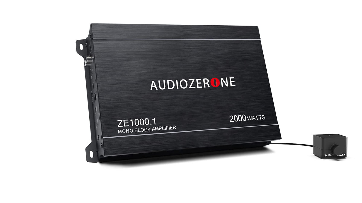 AUDIOZERONE ZE1000.1 shows 1-ohm stable operation for heavy subwoofers.
