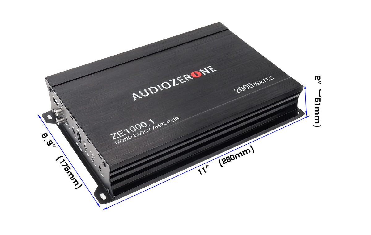 AUDIOZERONE ZE1000.1 compact dimensions fit under seats and dashboards.