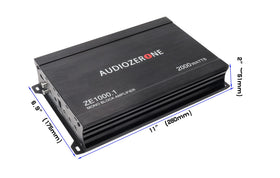 AUDIOZERONE ZE1000.1 compact dimensions fit under seats and dashboards.
