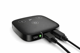 Audique Phonak TV Connector 3.5mm jack for broad device compatibility.